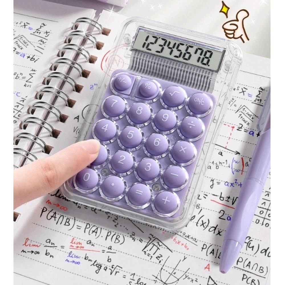 Mini Calculator Cute Student Mini Portable Counter Compact, Silent, High Appearance, Transparent