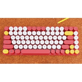 84 key 2.4G wireless keyboard, mixed color retro circular key keyboard, laptop rechargeable wireless keyboard