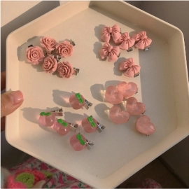 Super sweet pink hair clip series, girls' bow, peach, camellia, peach heart edge clip hair accessory, headband