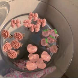 Super sweet pink hair clip series, girls' bow, peach, camellia, peach heart edge clip hair accessory, headband