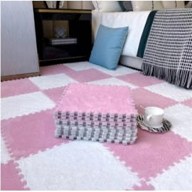 Splicing carpet, living room sofa, block puzzle, floor mat, bedroom bedside, solid color, anti slip mat, plush Splicing floor mat