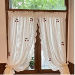 French cherry double layered gauze cream style curtains, lace gauze curtains, translucent but not transparent, princess bedroom bay window
